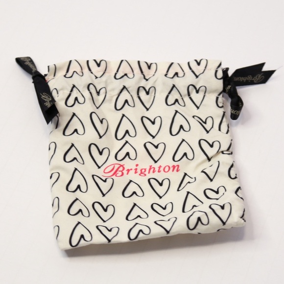 Brighton Jewelry - ❌❌SOLD❌❌ Brighton Cloth Jewelry Drawstring Pouch Thin Black Hearts (a)